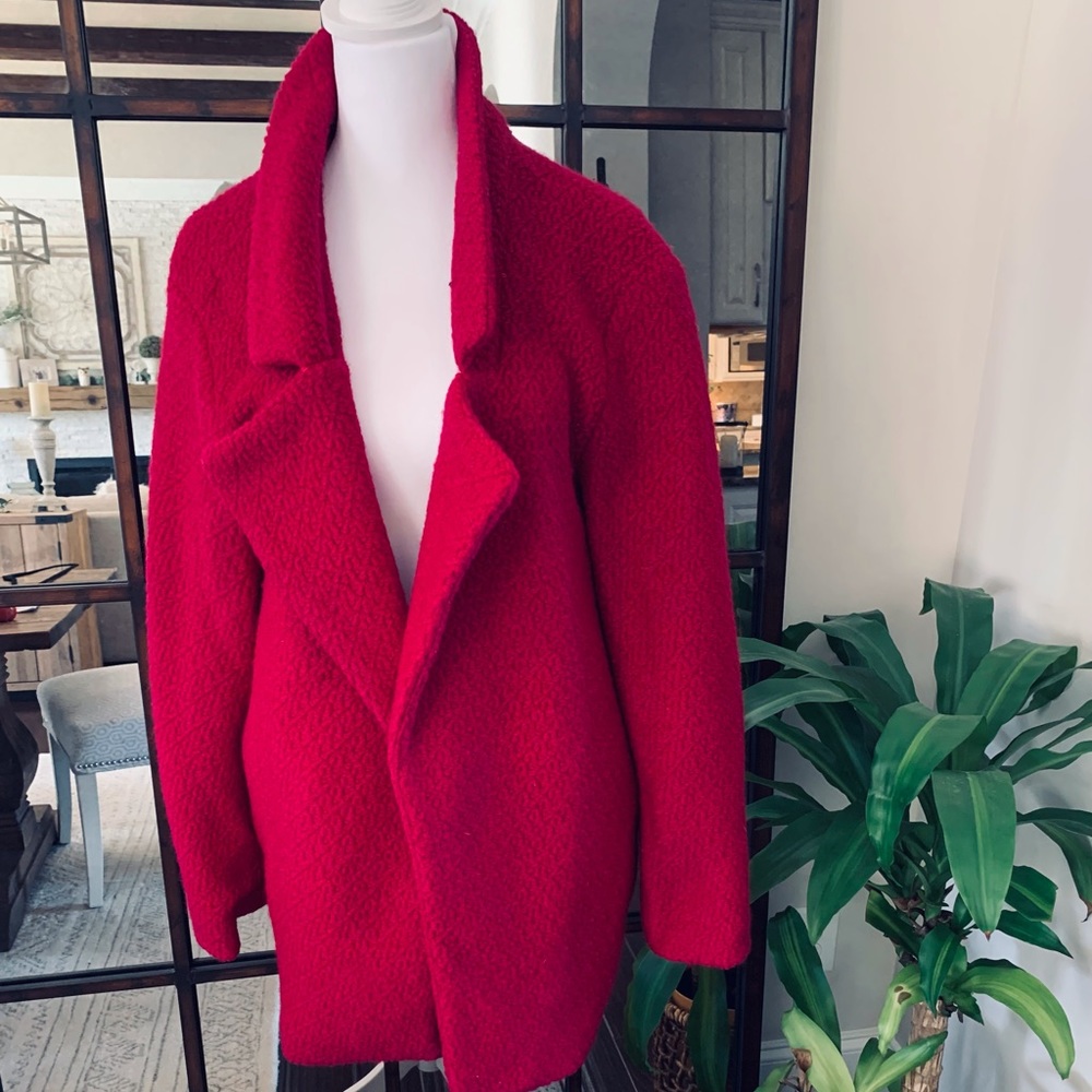 Super cute raspberry colored textured coat.